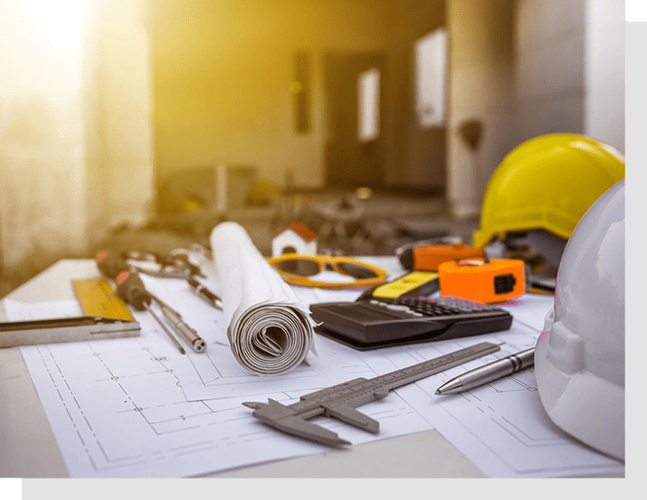 closeup shot of civil engineering tools